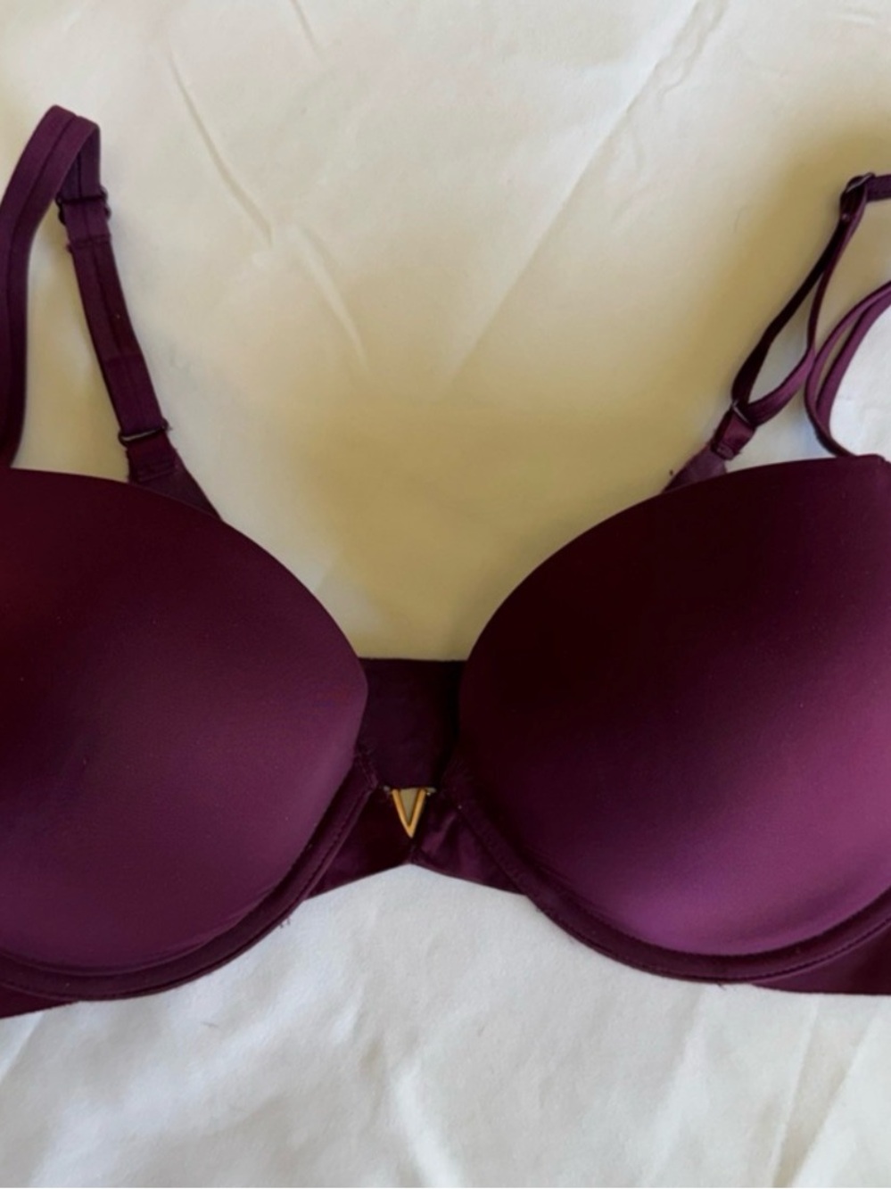 Victoria’s Secret 34D Push Up Bra Burgundy Plunge Underwire
